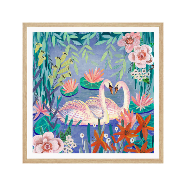 Cuadro "Swans swimming in the pound"