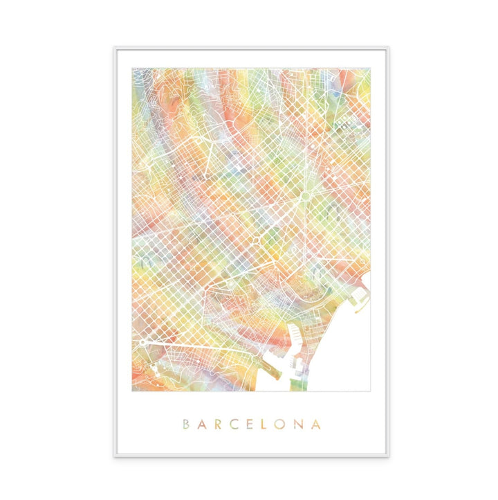 Cuadro "Barcelona Rainbow Watercolor"