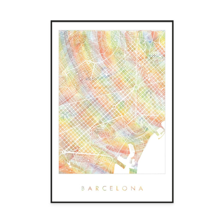 Cuadro "Barcelona Rainbow Watercolor"