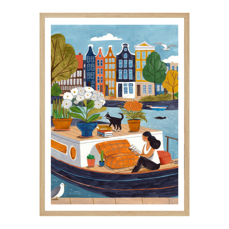 Cuadro "Amsterdam city life on a boat"