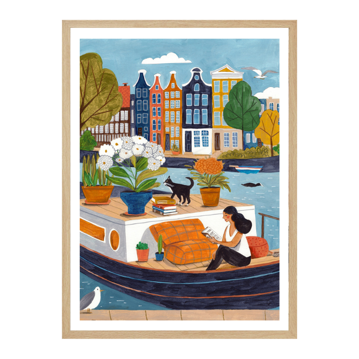 Cuadro "Amsterdam city life on a boat"
