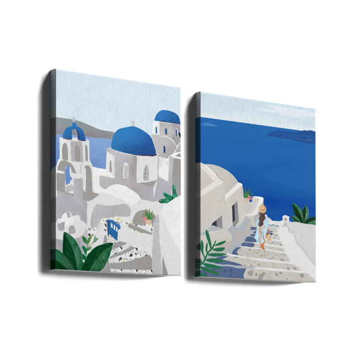 Set de cuadros "Santorini Serenity"