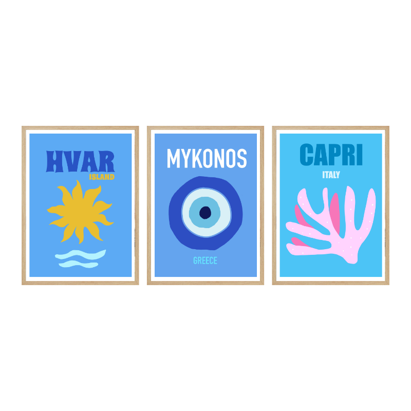 Set de cuadros "Mediterranean Getaways"