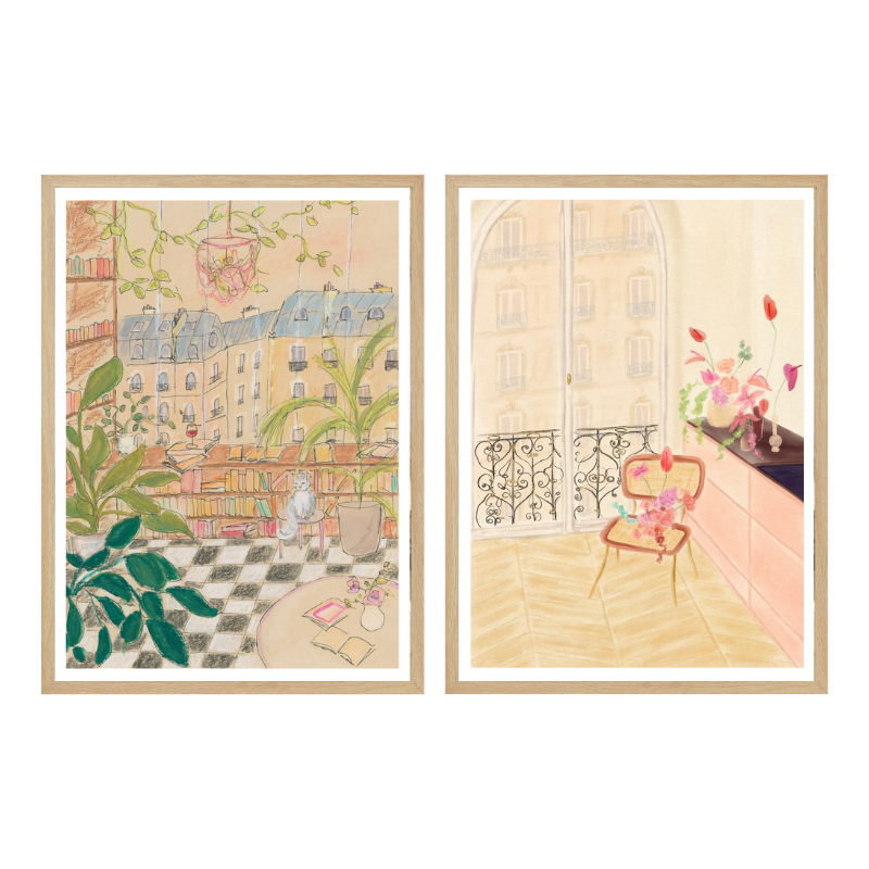 Set de cuadros "Parisian Reading Corners"