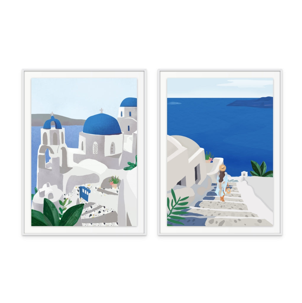 Set de cuadros "Santorini Serenity"