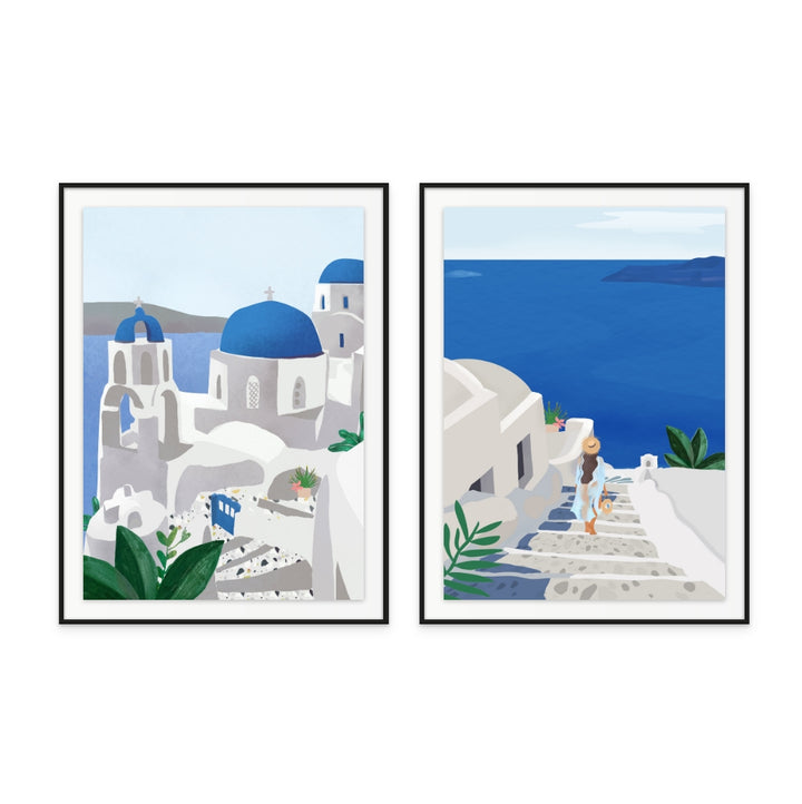 Set de cuadros "Santorini Serenity"