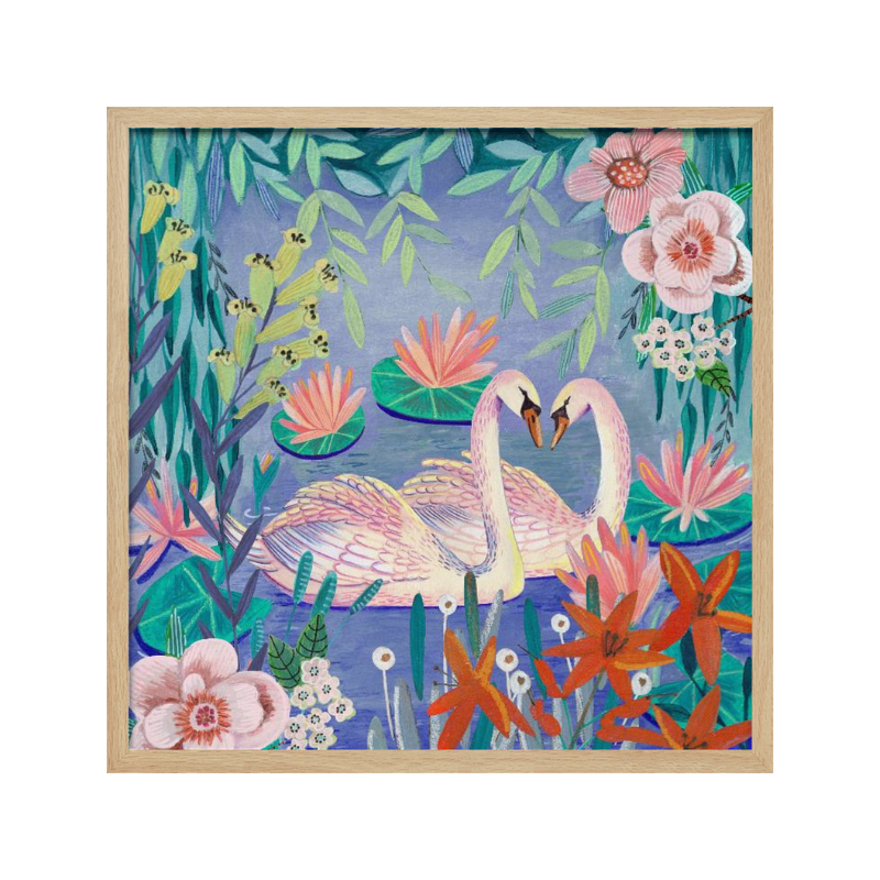 Cuadro "Swans swimming in the pound"