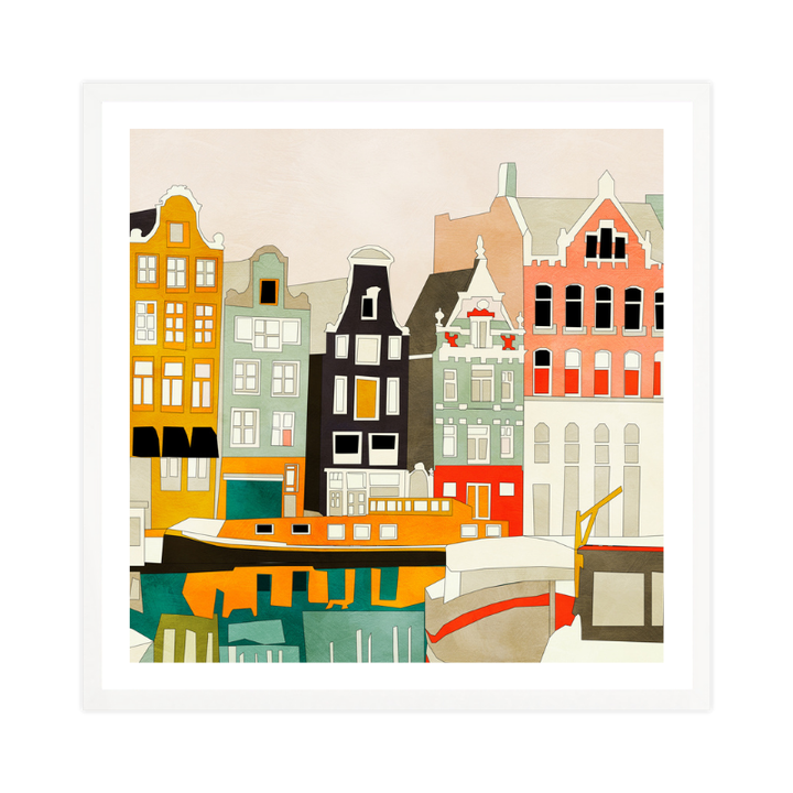 Cuadro "Amsterdam houses with ships"