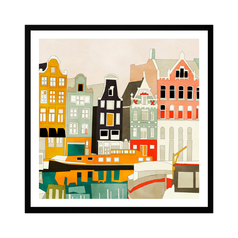 Cuadro "Amsterdam houses with ships"