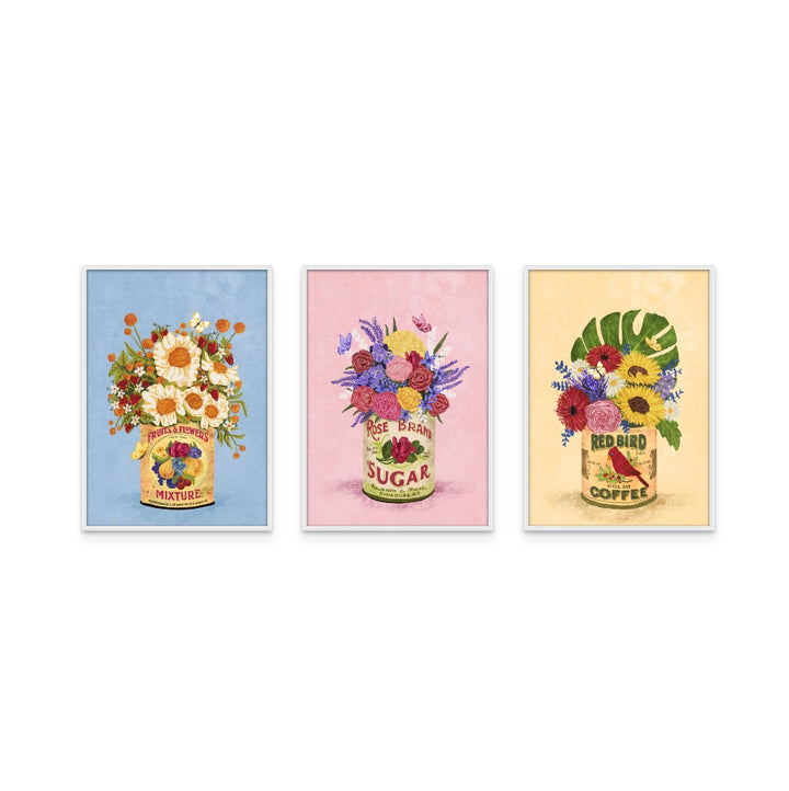 Set de cuadros "Flowers In a Vintage Can"