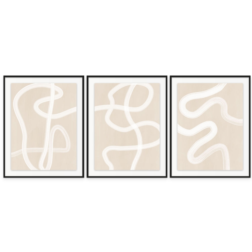 Set de cuadros "Beige One Line Drawing"