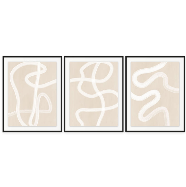 Set de cuadros "Beige One Line Drawing"