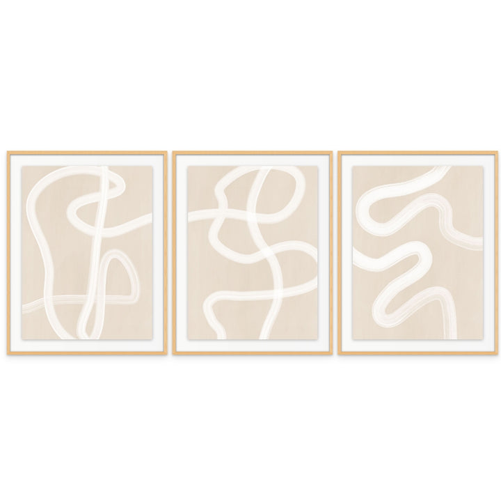 Set de cuadros "Beige One Line Drawing"