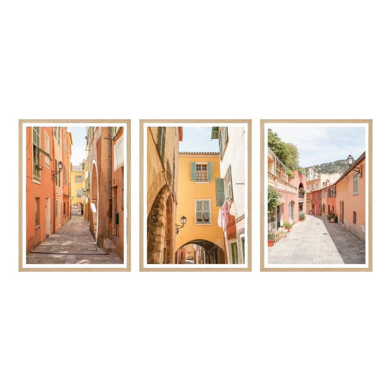 Set de cuadros "Pastel Riviera Streets"