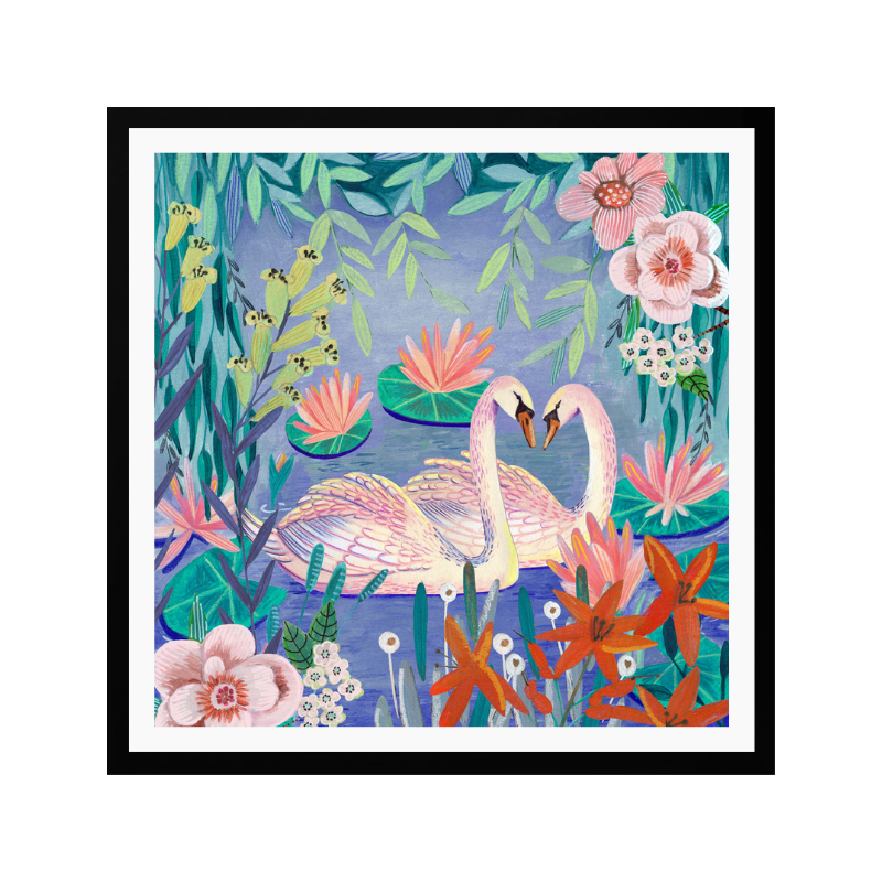 Cuadro "Swans swimming in the pound"