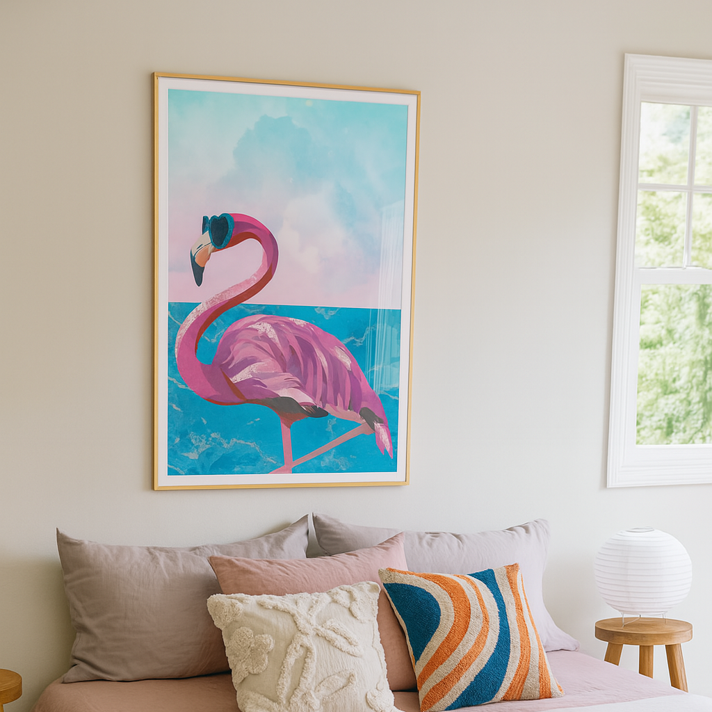 Cuadro "Flamingo goes to the beach"