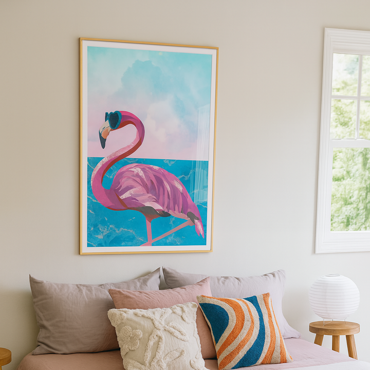 Cuadro "Flamingo goes to the beach"