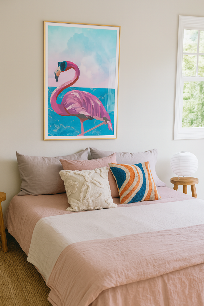 Cuadro "Flamingo goes to the beach"