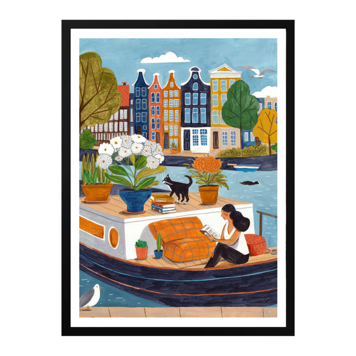 Cuadro "Amsterdam city life on a boat"