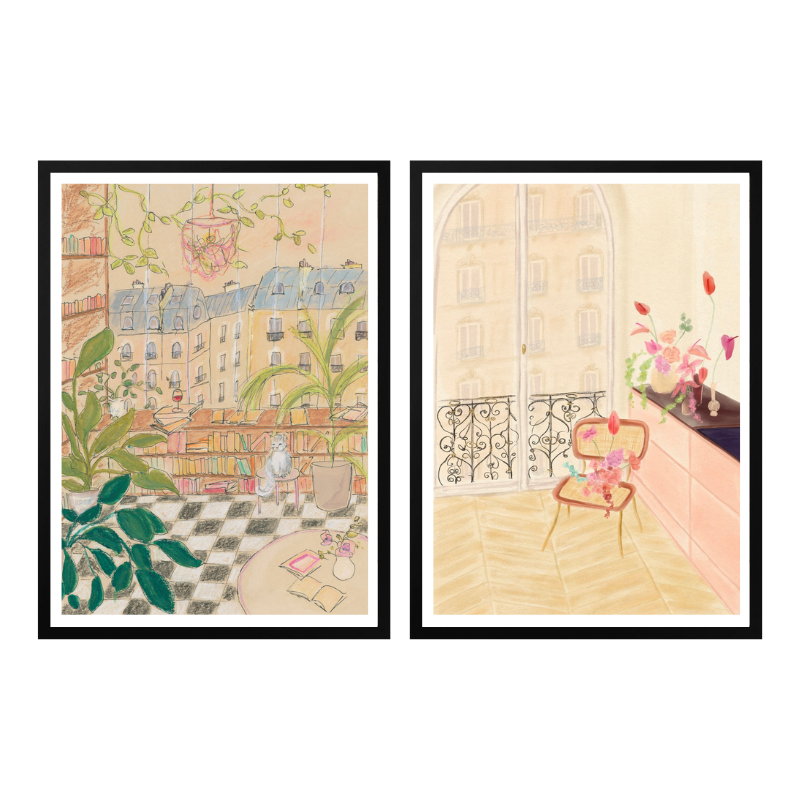 Set de cuadros "Parisian Reading Corners"