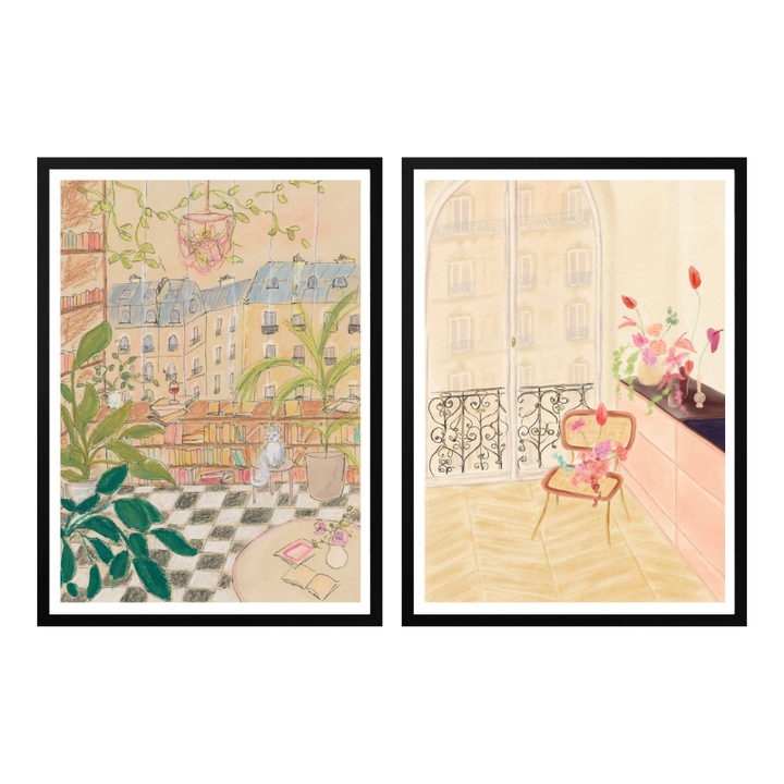 Set de cuadros "Parisian Reading Corners"