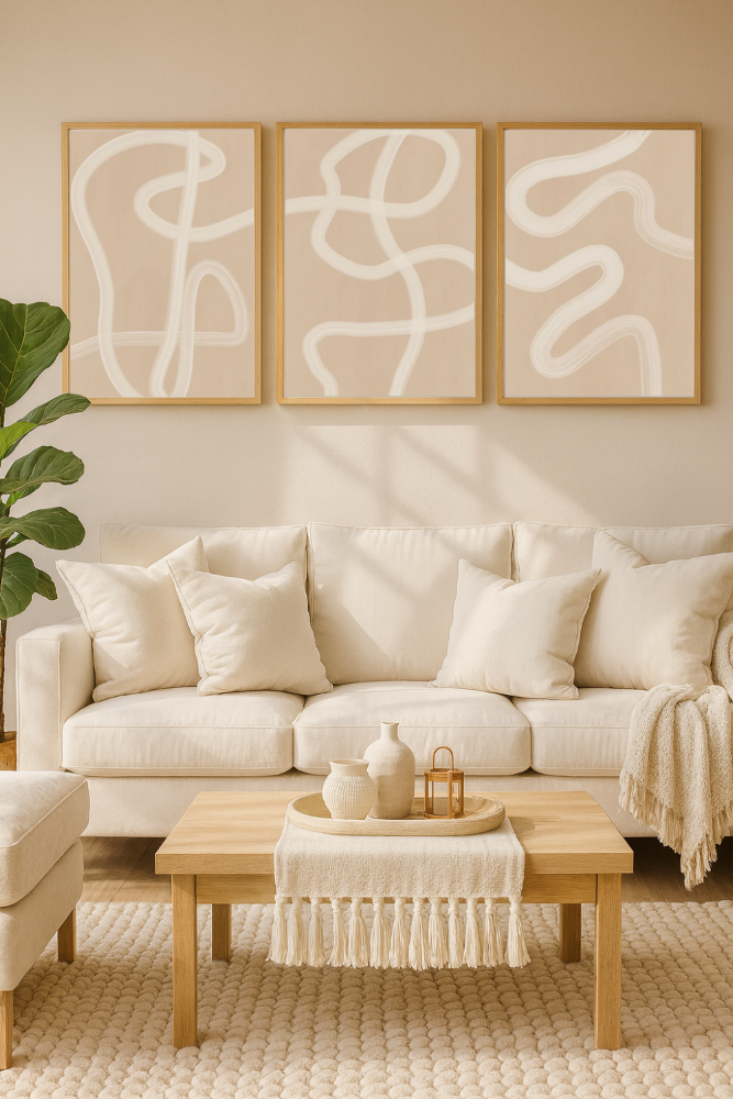 Set de cuadros "Beige One Line Drawing"