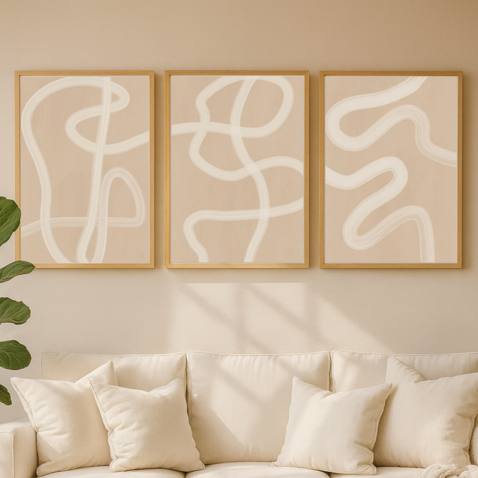 Set de cuadros "Beige One Line Drawing"