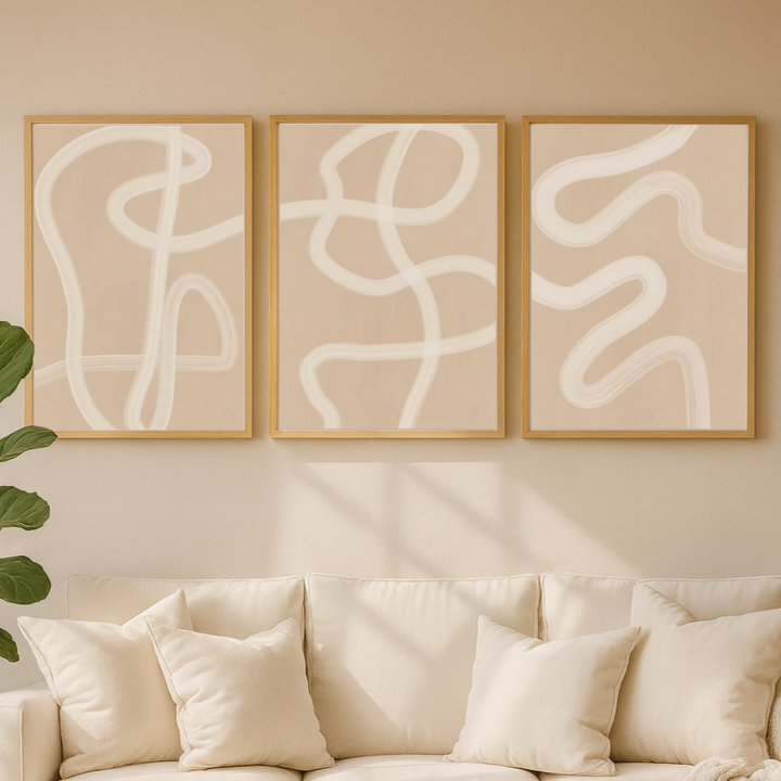 Set de cuadros "Beige One Line Drawing"