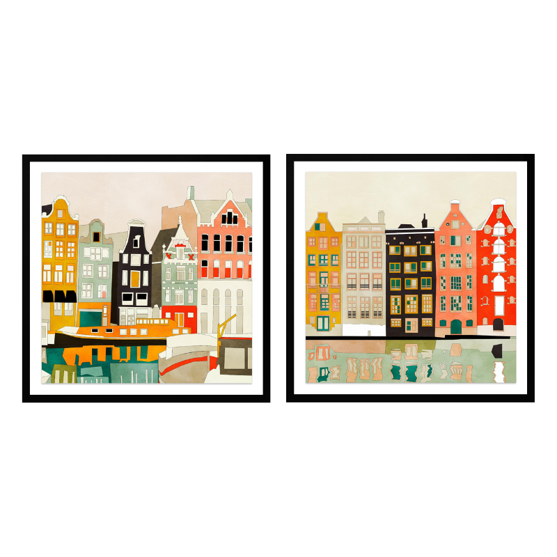Set de cuadros "Amsterdam Houses"