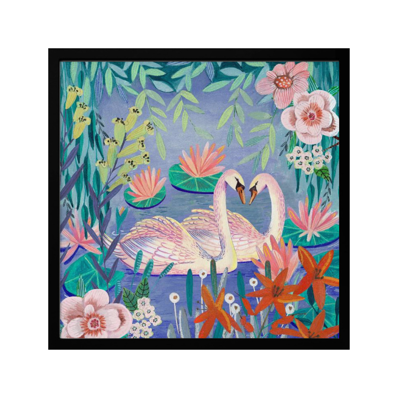 Cuadro "Swans swimming in the pound"