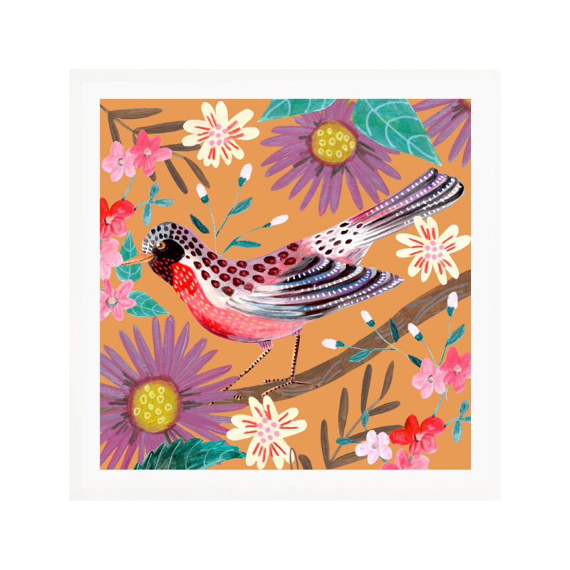 Cuadro "Bird and Flowers II"