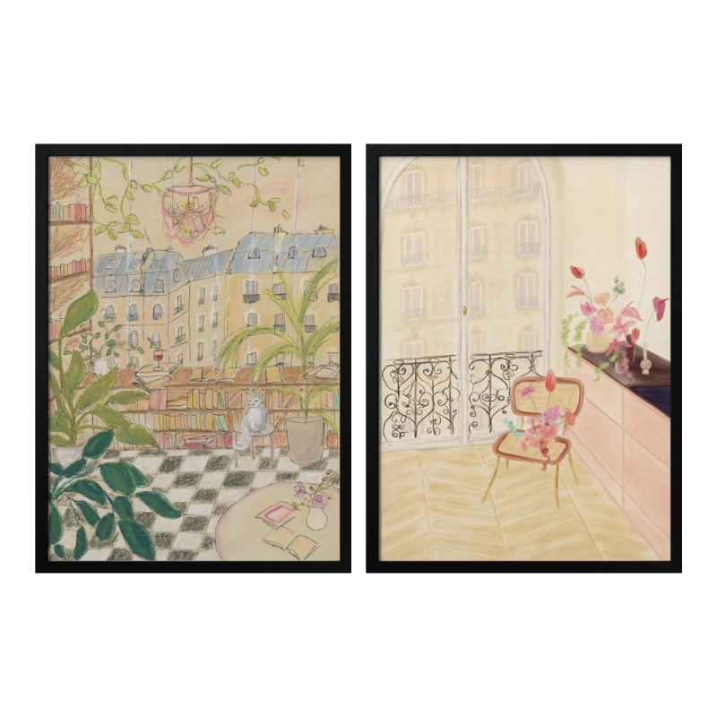 Set de cuadros "Parisian Reading Corners"