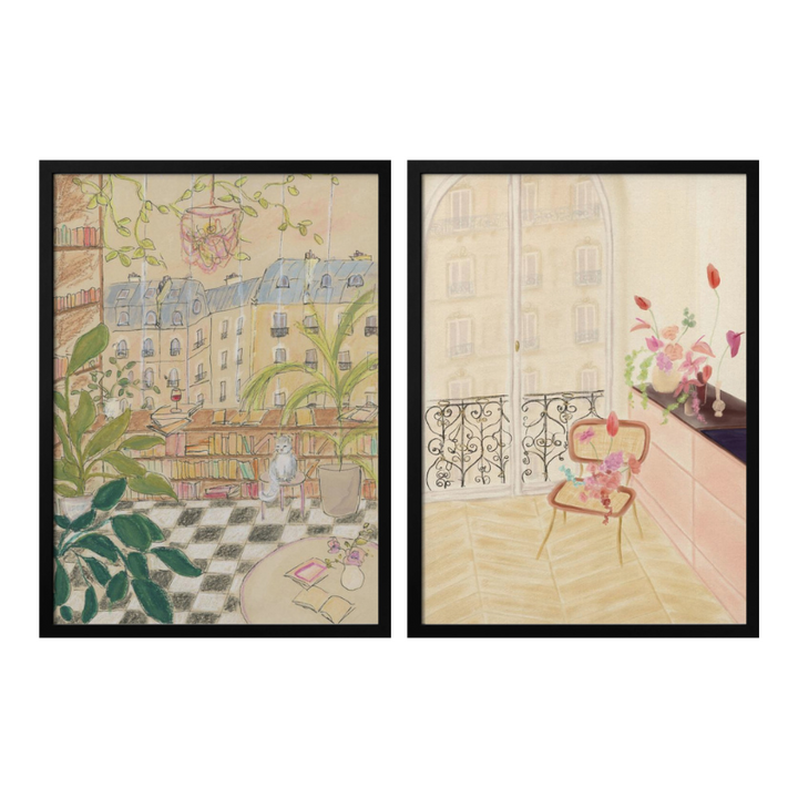 Set de cuadros "Parisian Reading Corners"