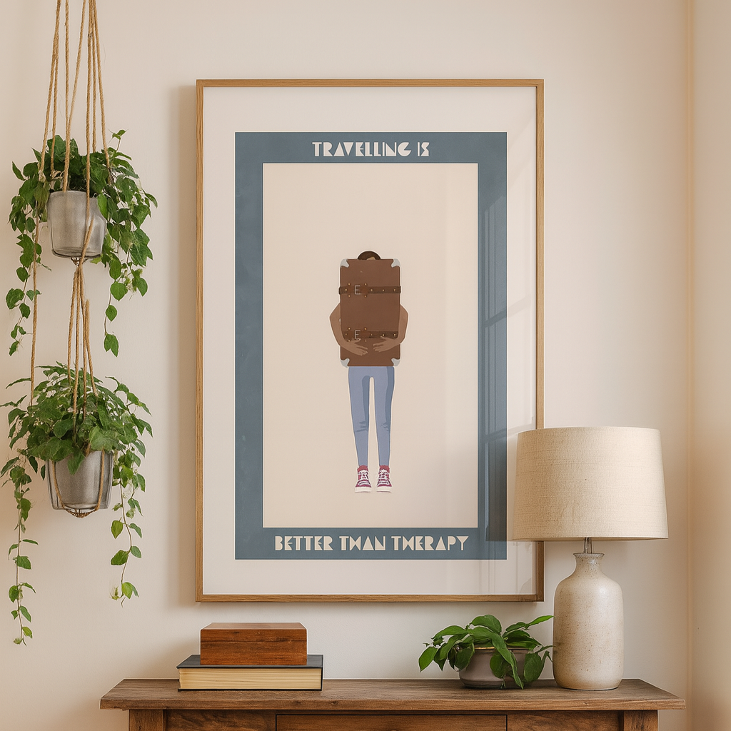 Cuadro "Travelling is better than therapy"