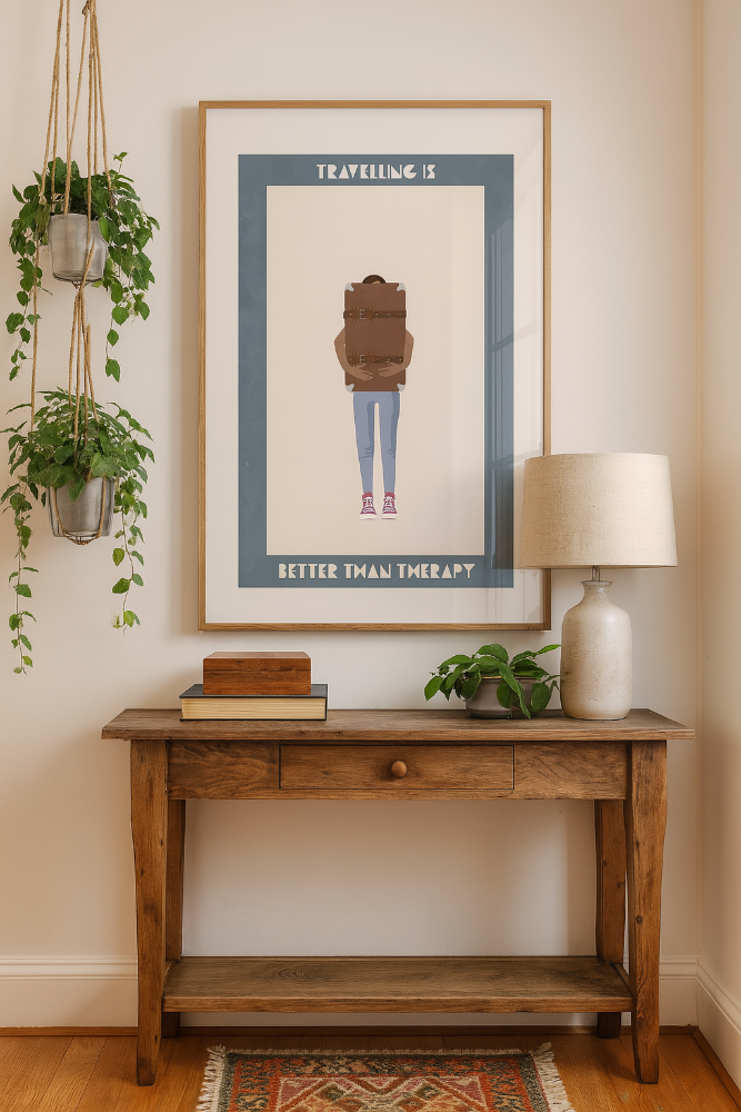 Cuadro "Travelling is better than therapy"