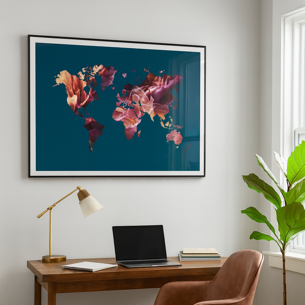 Cuadro "World Map Flowers"