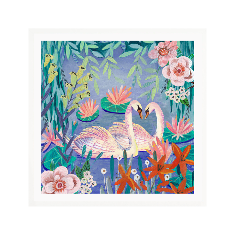 Cuadro "Swans swimming in the pound"