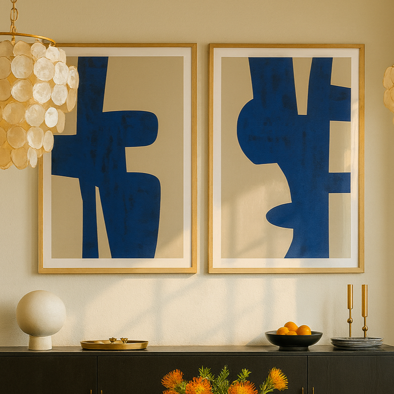 Set  de cuadros "Blue illusions"