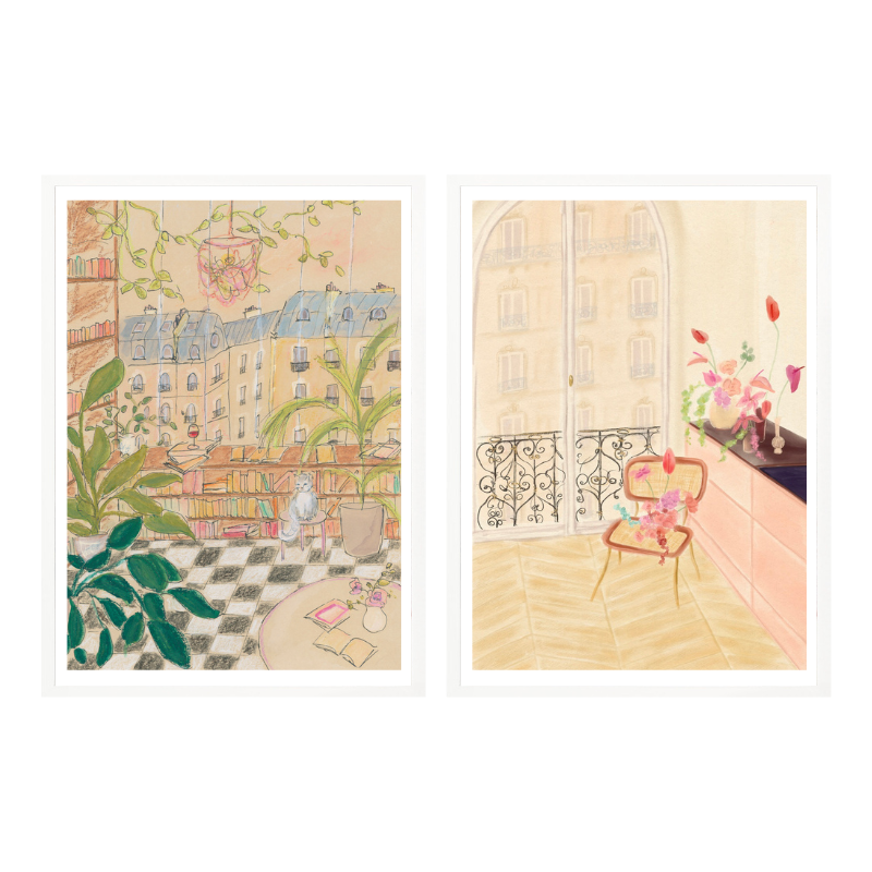 Set de cuadros "Parisian Reading Corners"