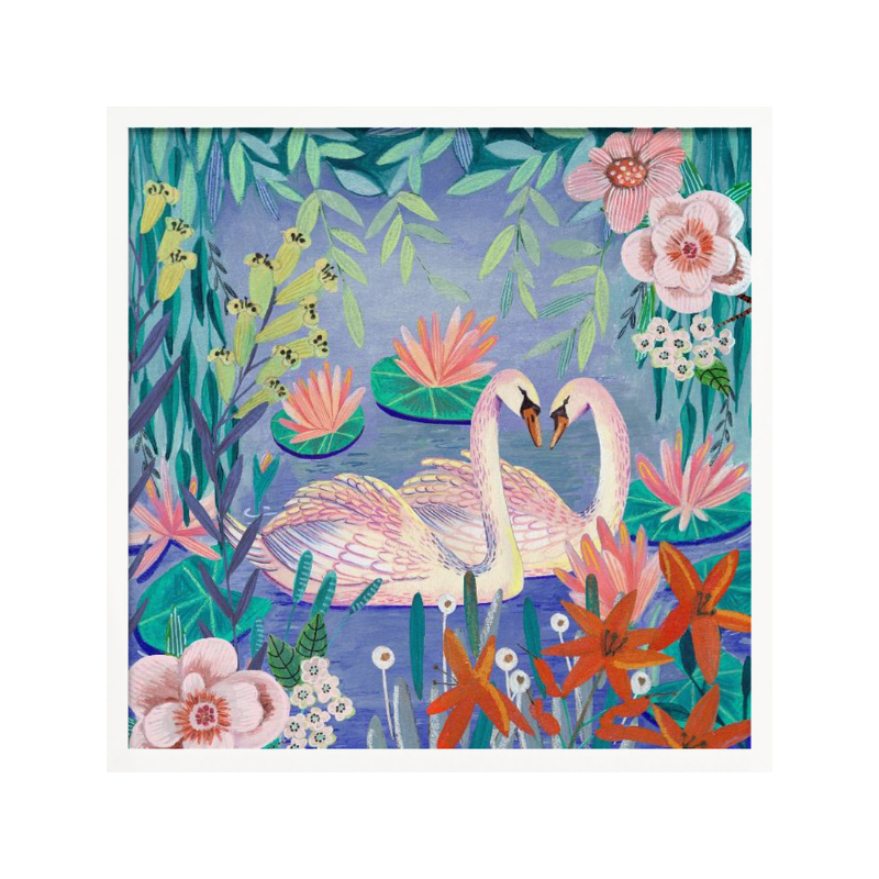 Cuadro "Swans swimming in the pound"