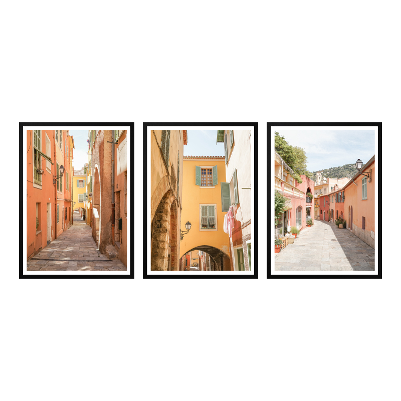 Set de cuadros "Pastel Riviera Streets"