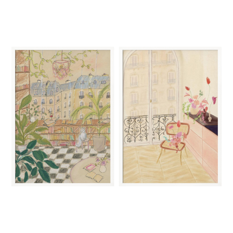 Set de cuadros "Parisian Reading Corners"