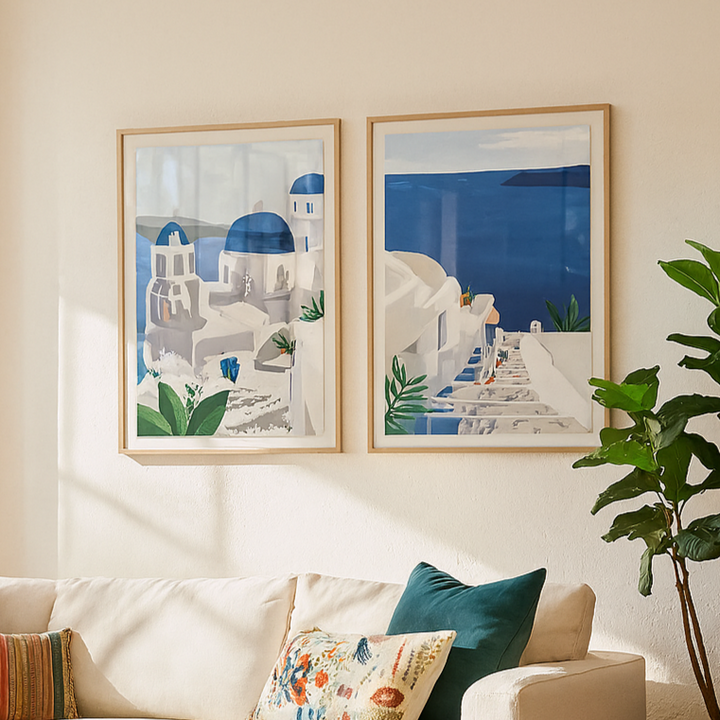 Set de cuadros "Santorini Serenity"