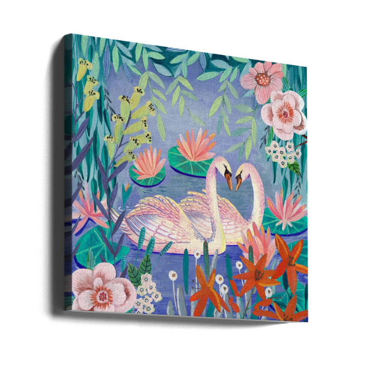 Cuadro "Swans swimming in the pound"