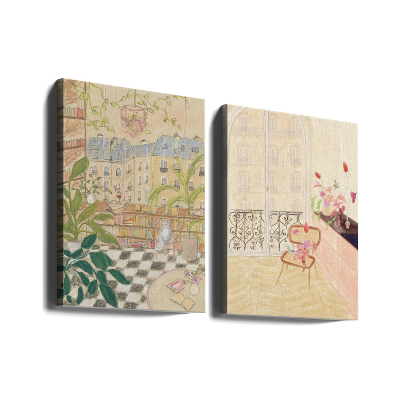 Set de cuadros "Parisian Reading Corners"
