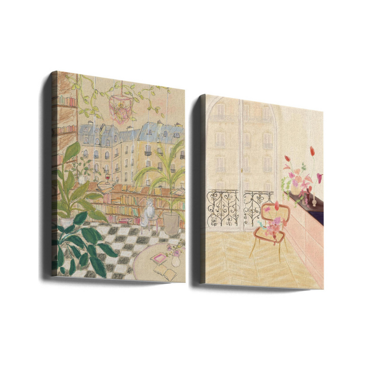 Set de cuadros "Parisian Reading Corners"