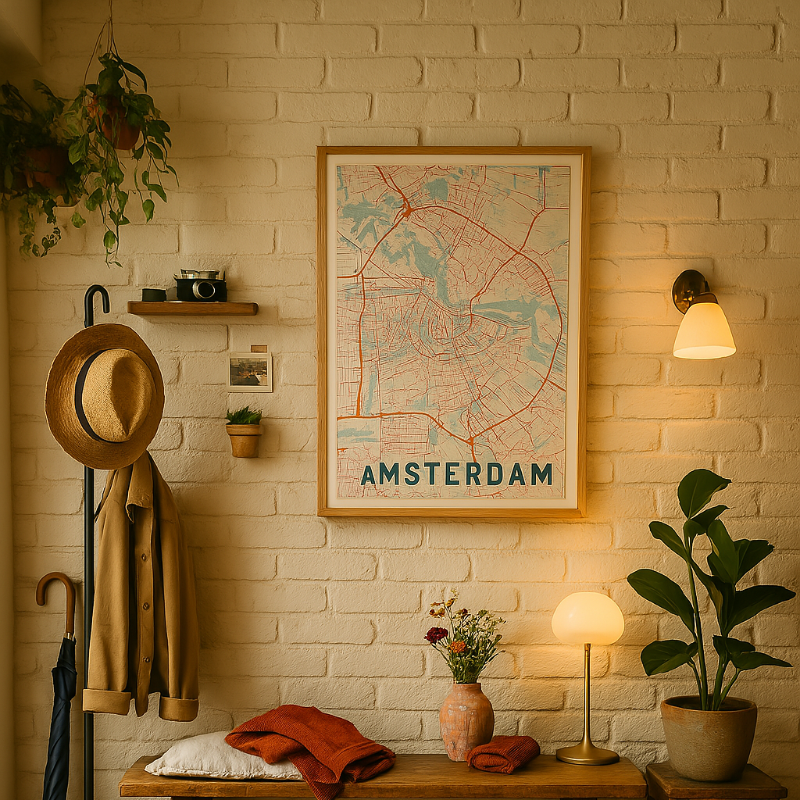 Cuadro "Retro Map Amsterdam"