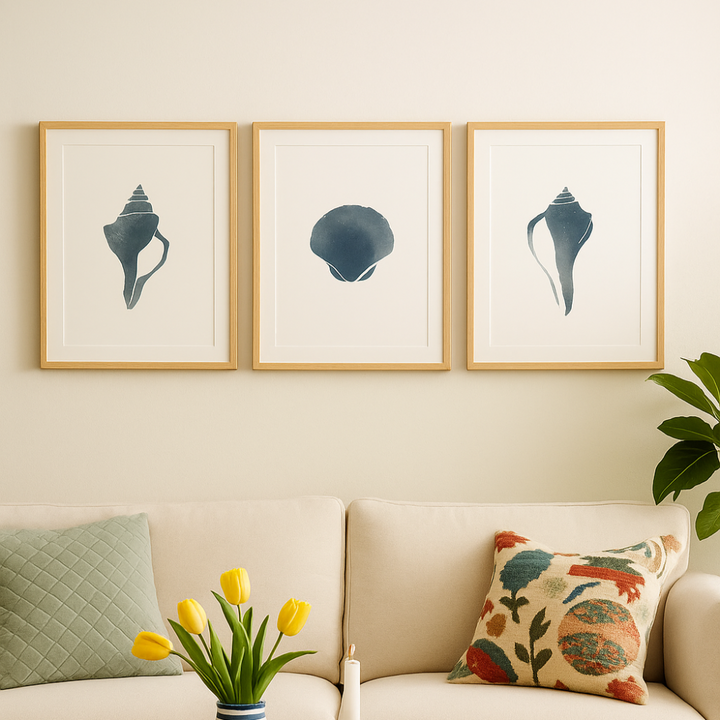 Set de cuadros "Blue Seashell"