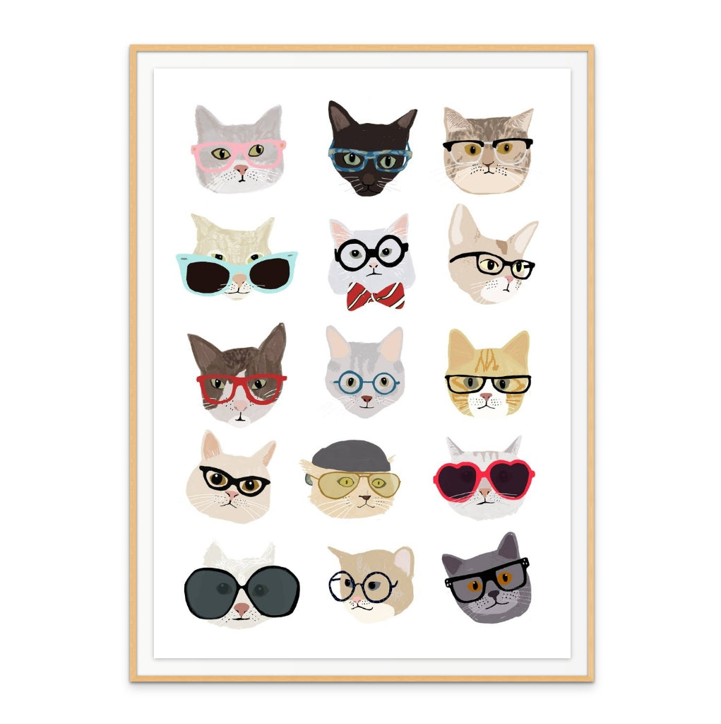 Cats With Glasses Art Print – Wall Studio