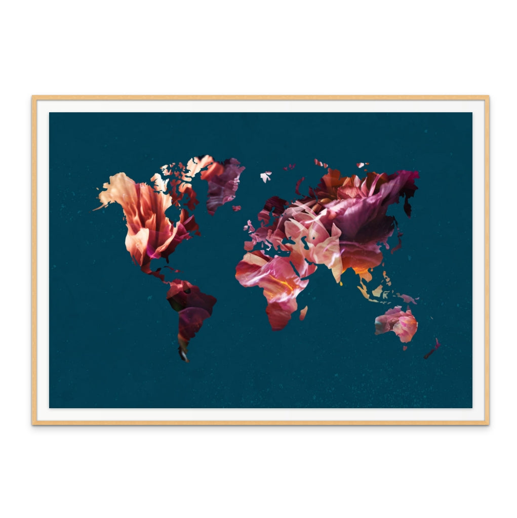 Cuadro "World Map Flowers"